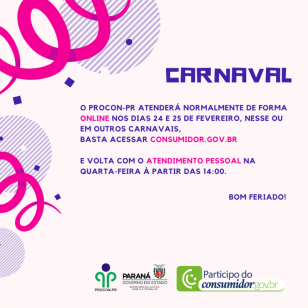 Feriado de CARNAVAL 2020